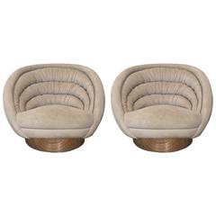 Pair of Vladimir Kagan 'Crescent' Swivel Lounge Chairs