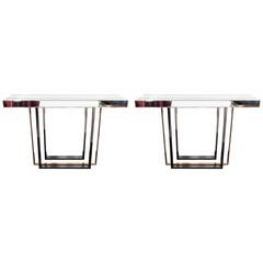 Pair of Contemporary Mirrored Console Tables