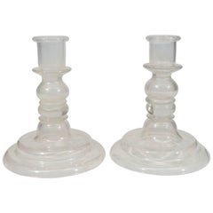 A Pair of Italian Glass Baluster Candle Holders
