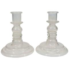 A Pair of Italian Glass Baluster Candle Holders 5