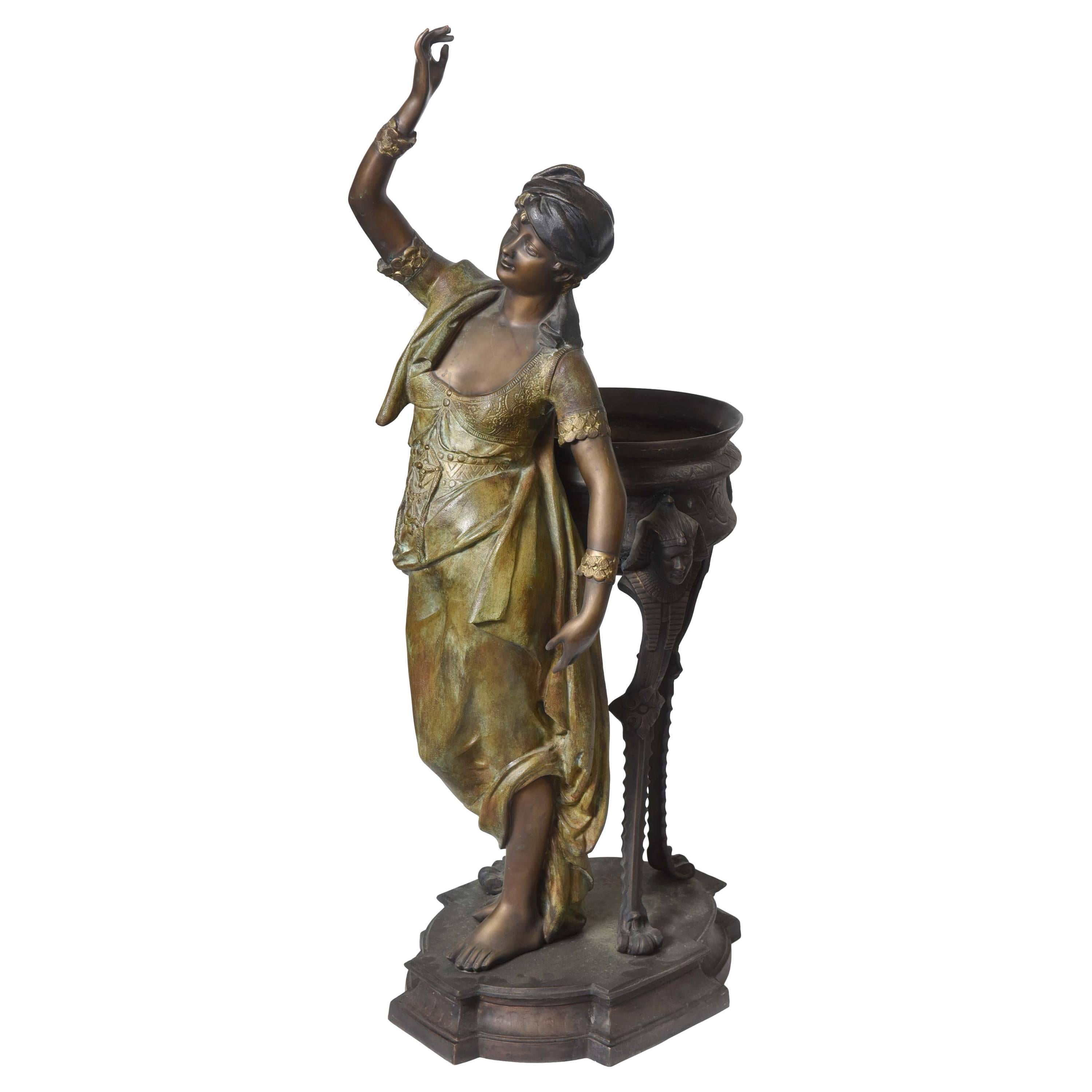 Bronze Orientalist Figural Floor Jardiniere by Peyre For Sale