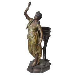 Antique Bronze Orientalist Figural Floor Jardiniere by Peyre