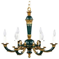 French Empire Style Tole and Gilded Bronze Chandelier, 1920s 6
