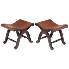 Iconic Spanish Leather Stools from Valenti