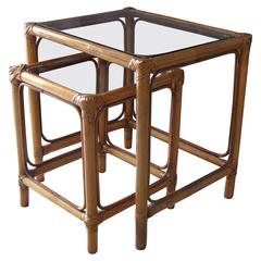 1960s Rattan Side Nesting Tables 3