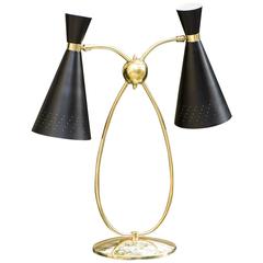 French Desk Lamp in Gold and Black