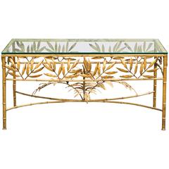 French Gold Plated Faux Bamboo Coffee Table