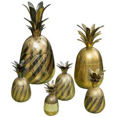Rare Gilt Brass Pineapples Set