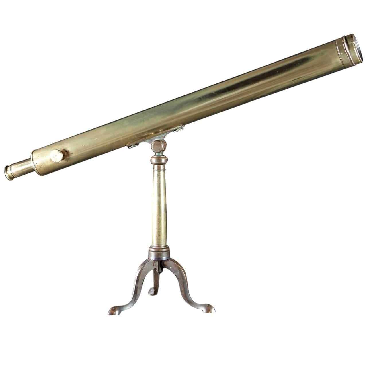 American 19th Century Brass Table-Top Telescope by James Queen, Philadelphia For Sale