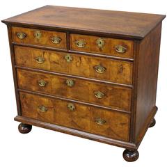William and Mary Walnut Veneered Chest of Drawers