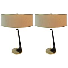 Mid-Century Modern Table Lamps in Sculptural Wood Form, circa 1950
