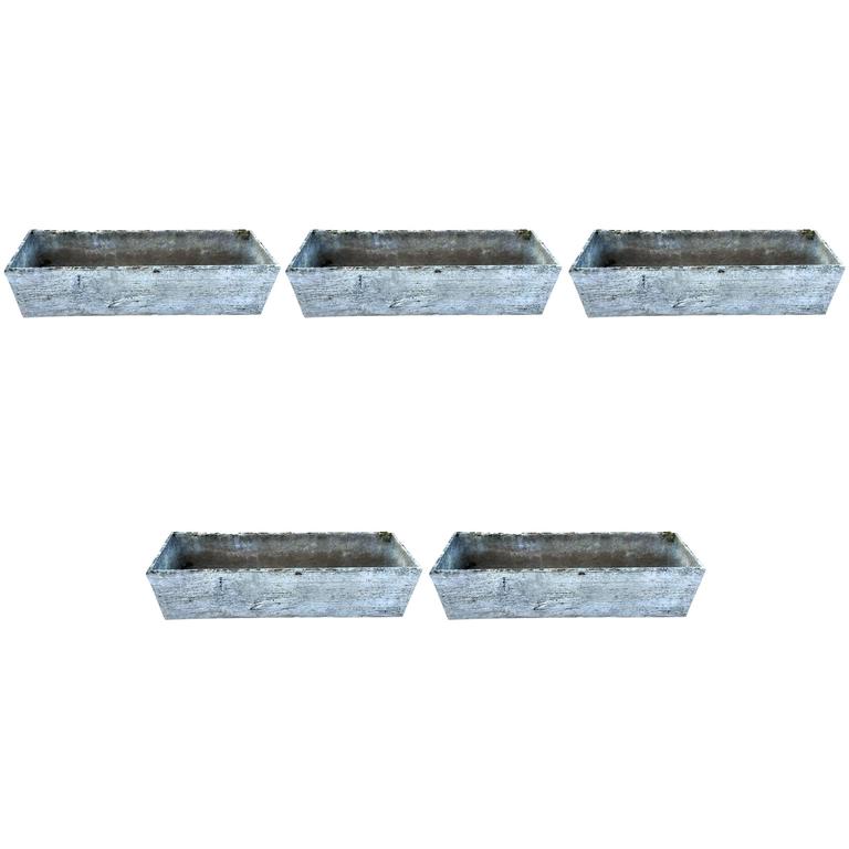 Set of Five Large MidCentury Faux Bois Concrete Planters at 1stDibs