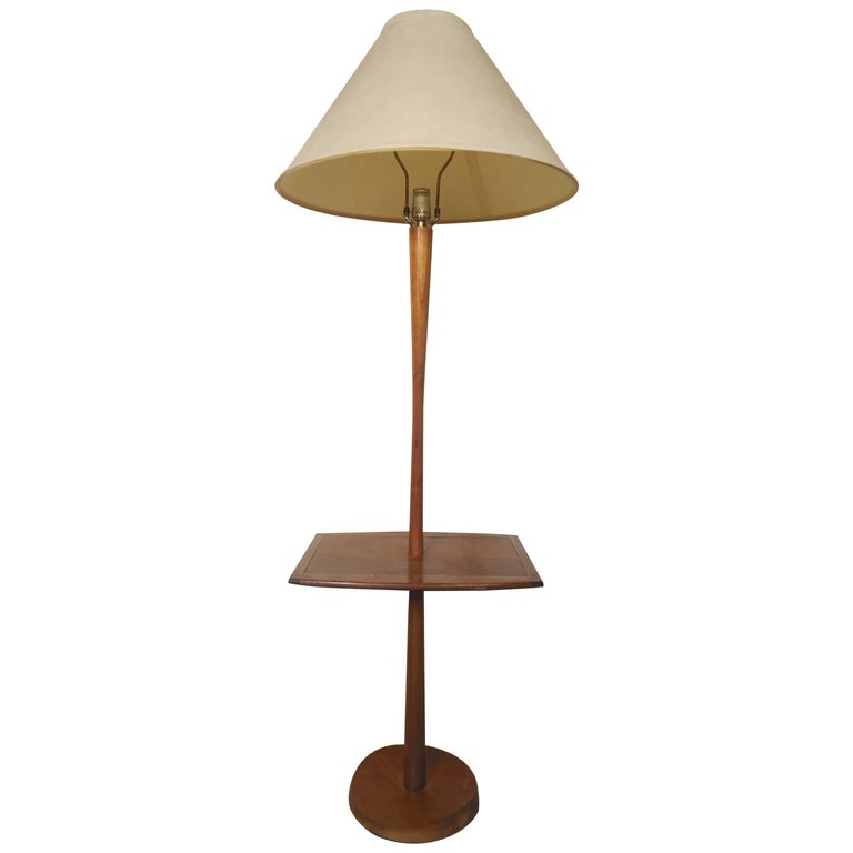 Midcentury Floor Lamp with Side Table For Sale at 1stDibs