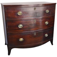 Antique Bow Front Mahogany Chest of Drawers, Early 19th Century