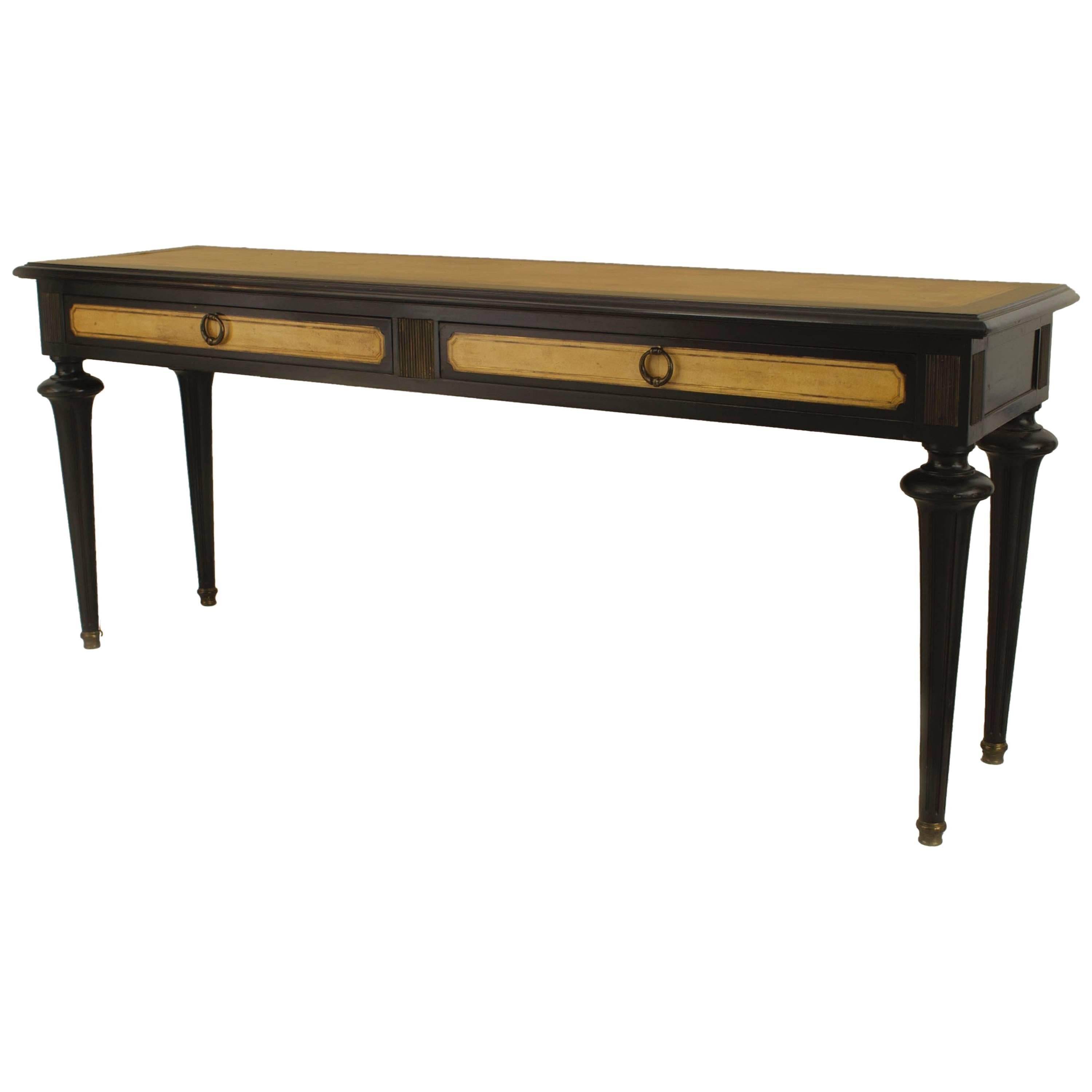 French Louis XVI Style Jansen Ebonized Davenport Table For Sale