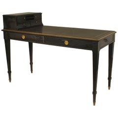 Jansen French Louis XVI Style Ebonized and Black Leather Desk