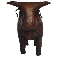 Vintage Leather Abercrombie & Fitch Bull Footstool