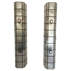 Pair of Large Abalone Shell and Chrome Bathroom Sconces