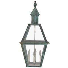 Large Hanging Solid Copper Lantern