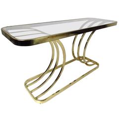 Midcentury Style Sculpted Brass Tone Console Table 4
