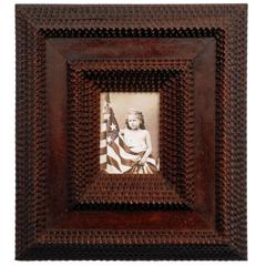 Deeply Layered Tramp Art Portrait Frame