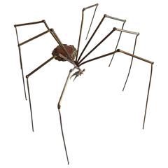 1990s Brass Spider Sculpture with Hanging Man