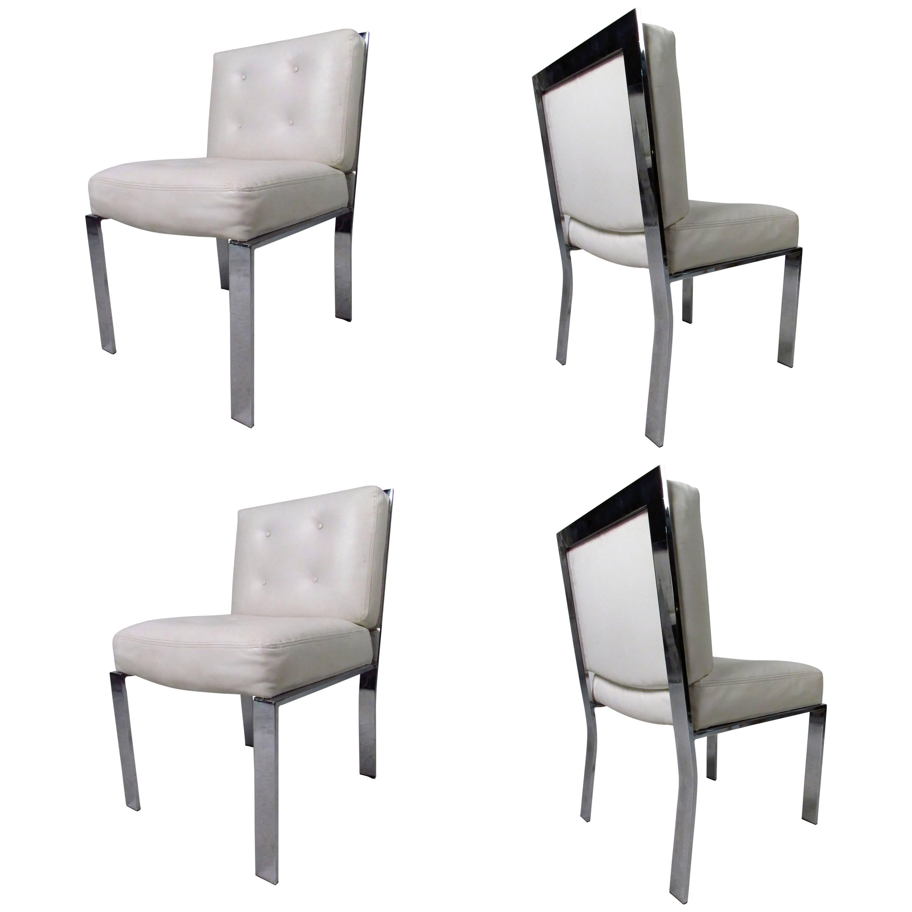 Mid-Century Modern Dining Chairs attributed to Milo Baughman For Sale