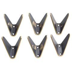 Six Modernist Brass Wall Hooks by Hertha Baller, Austria 1950s Six Modernist Brass Wall Hooks by Hertha Baller, Austria 1950s