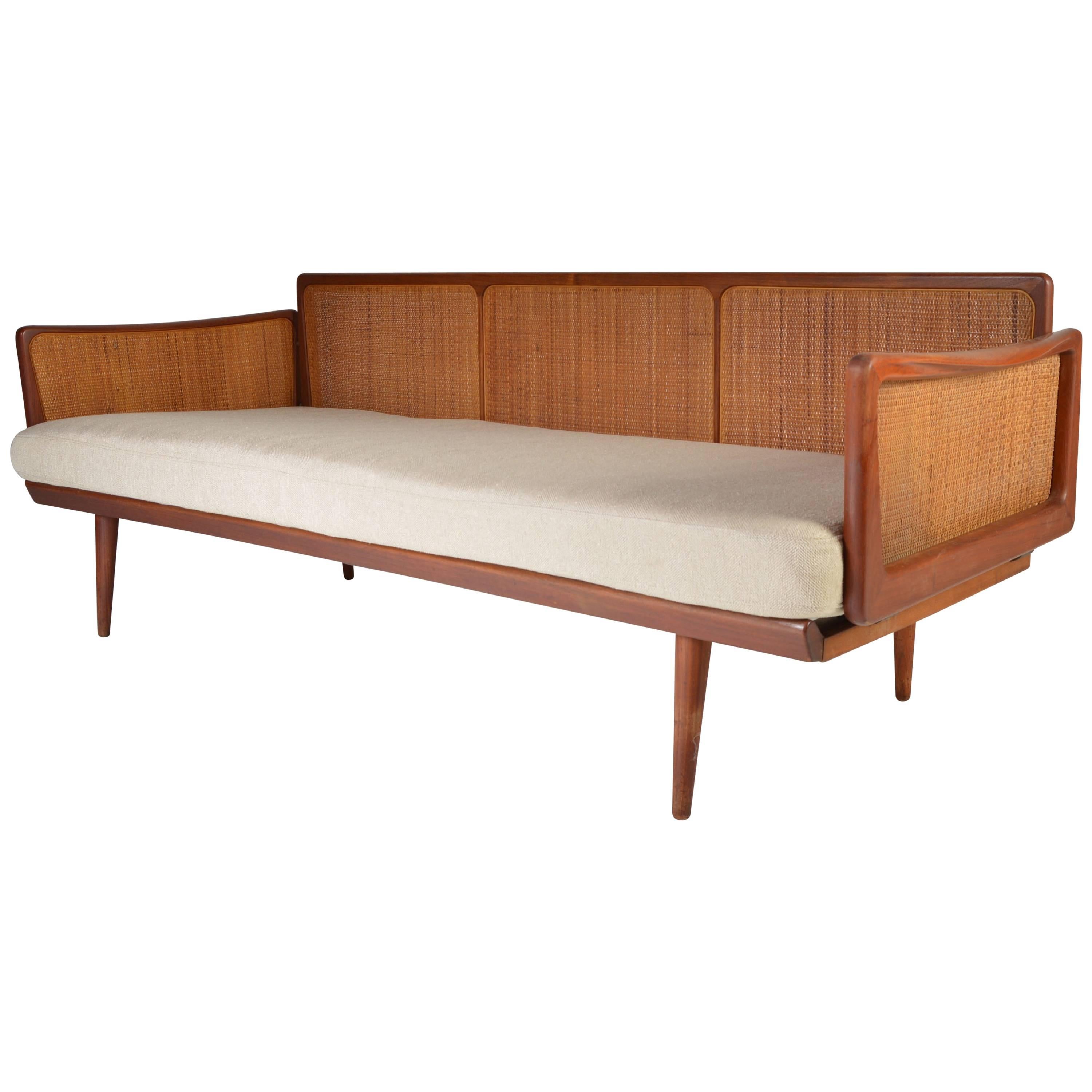 Danish Modern Teak and Cane Sofa by Peter Hvidt