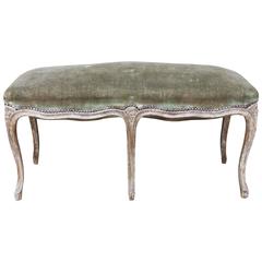 19th Century French Louis XV Style Painted Bench with Cabriolet Legs