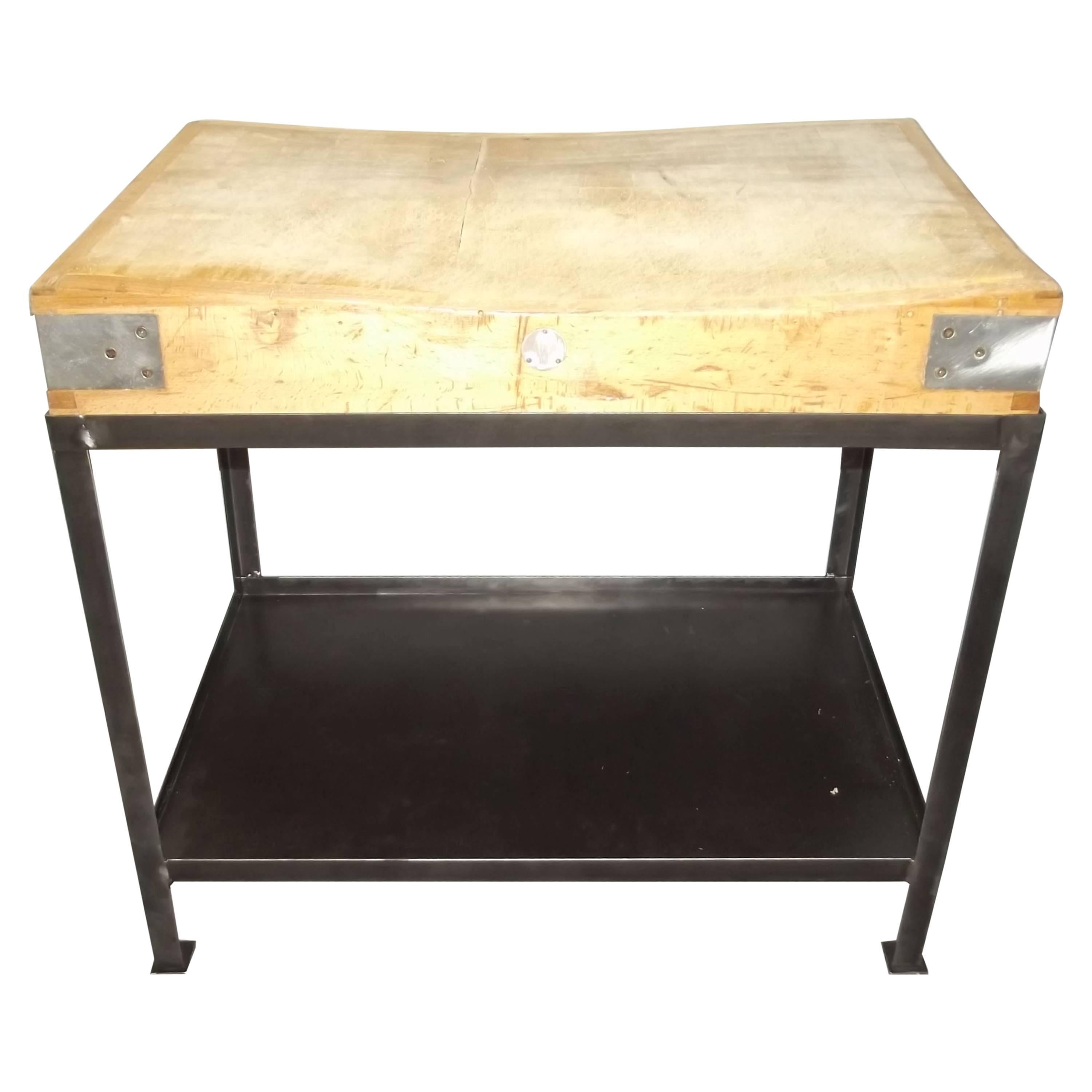 French Industrial Butcher's Block For Sale