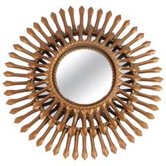Outstanding French Metal Sunburst Mirror by Chaty Vallauris