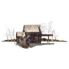 Curtis Jere Mill House Wall Sculpture, Signed Curtis Jere Mill House Wall Sculpture, Signed