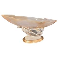 A Jewelry Bowl in the Form of a Boat on a Wave in Agate and Rock Crystal. C.1930