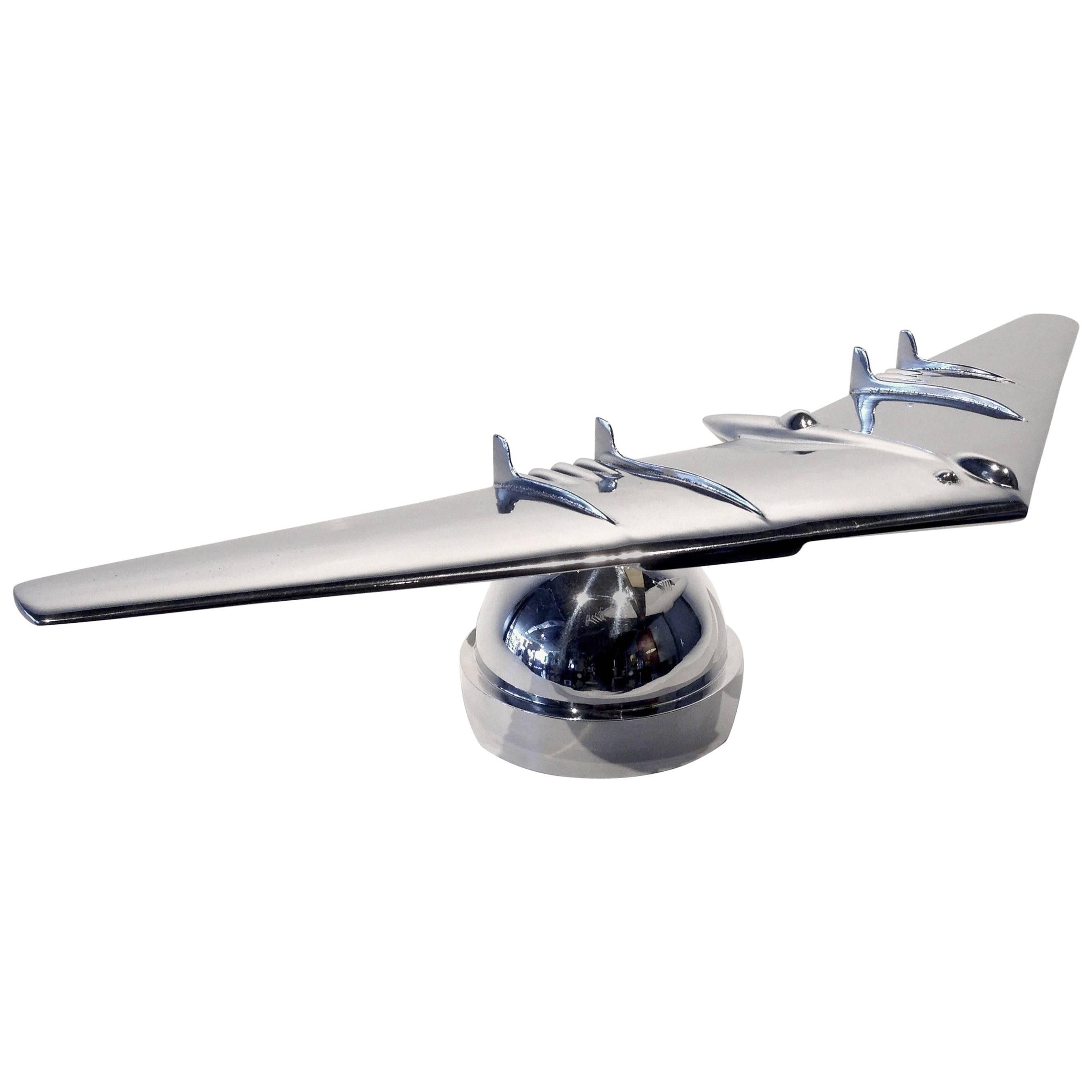 YB-49 Flying Wing Chromed Steel and Brass Sculpture By Phil Miller C. 2015 For Sale