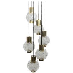 Viennese Mid Century Brass Kalmar Chandelier with 114 Lucite Flowers Austria 7