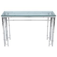 Faux Bamboo Sofa Table or Console, in Chrome 4