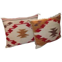 Pair of Geometric Negative/Positive Navajo Indian Weaving Pillows