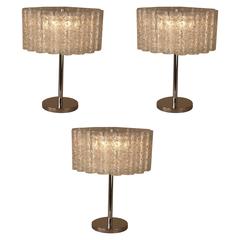 Set of Three Texture Glass Table Lamps by Doria