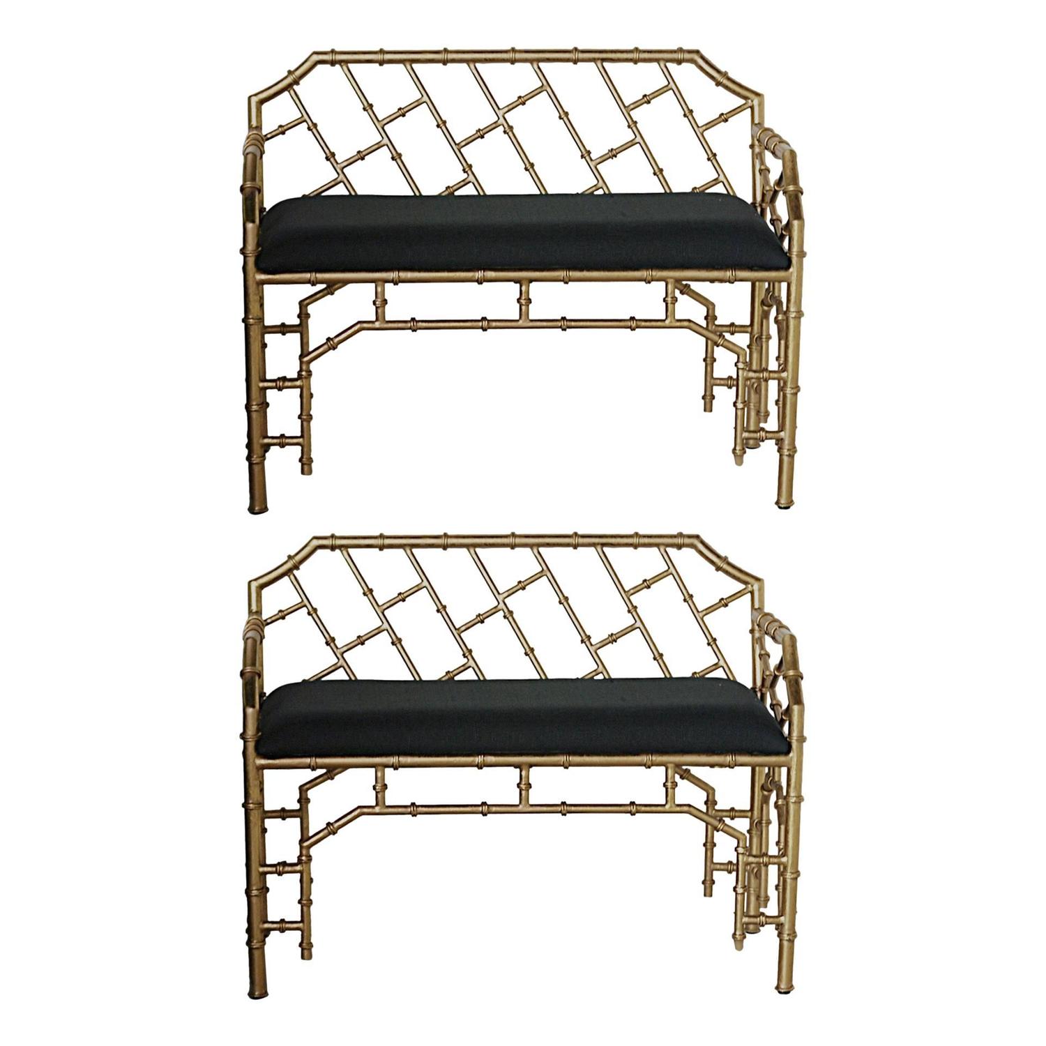 Hollywood Regency Style Bamboo Motif Benches For Sale at 1stdibs