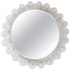 1970s Illuminated Round Mirror with Textured Lucite Frame 4