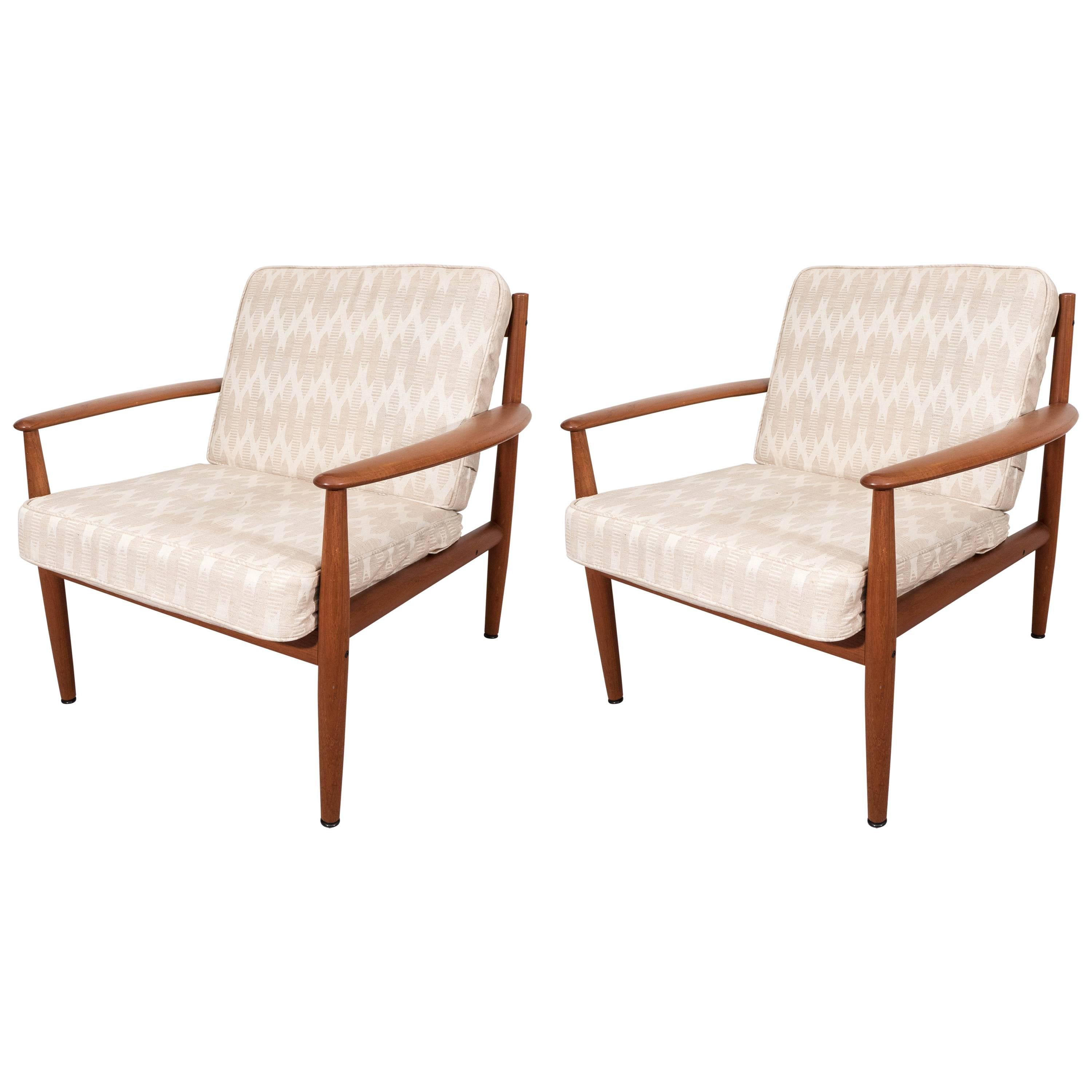Pair of Grete Jalk Scandinavian Modern Teak Armchairs for France and Son