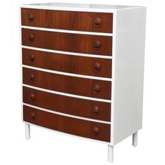 Danish Manufactured White Lacquered and Teak Chest of Drawers, 1950s