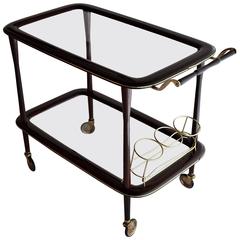 1950s Mahogany Bar Trolley by Cesare Lacca, Italy 1