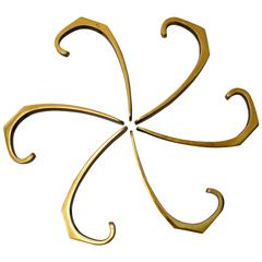 Set of Six Beautiful Austrian Brass Hooks by Hertha Baller