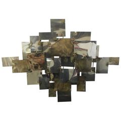 Brutalist Torch-Cut Mixed Metal Wall-Mounted Sculpture by Curtis Jere