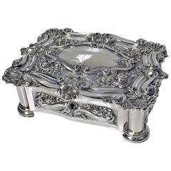 Large Antique Silver Casket Jewellery Box