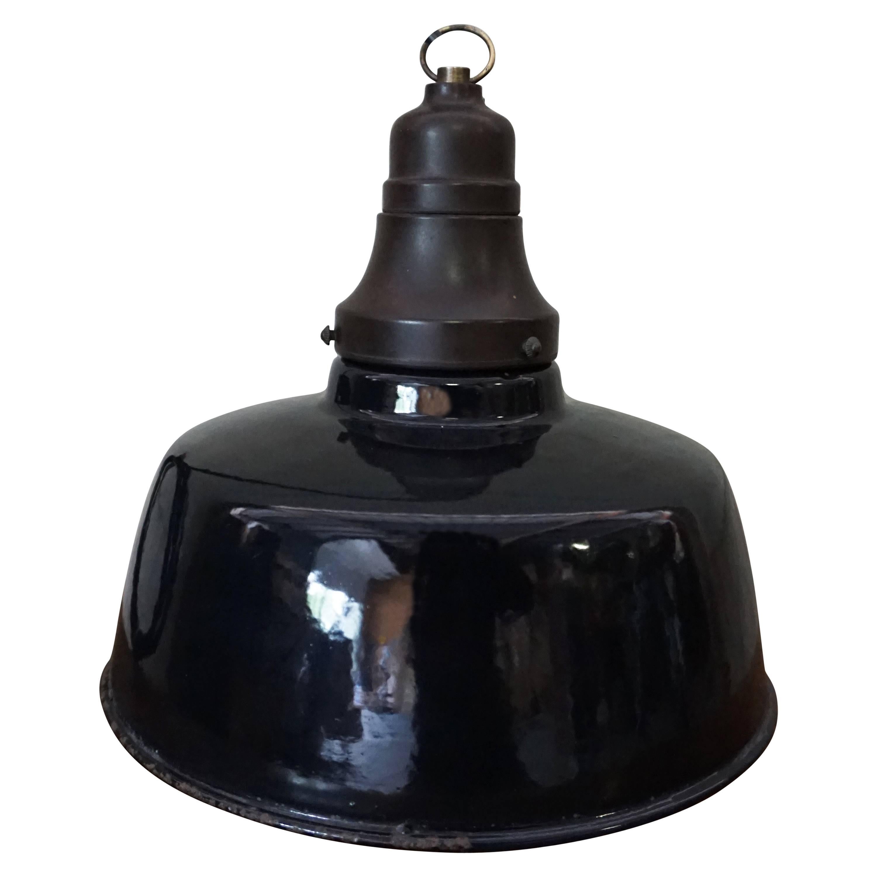 Industrial Enameled Factory Lamp, 1930s