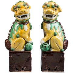 Pair of Chinese Porcelain Foo Dogs, circa 1890