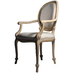 Italian Carved Rope and Tassel Armchair